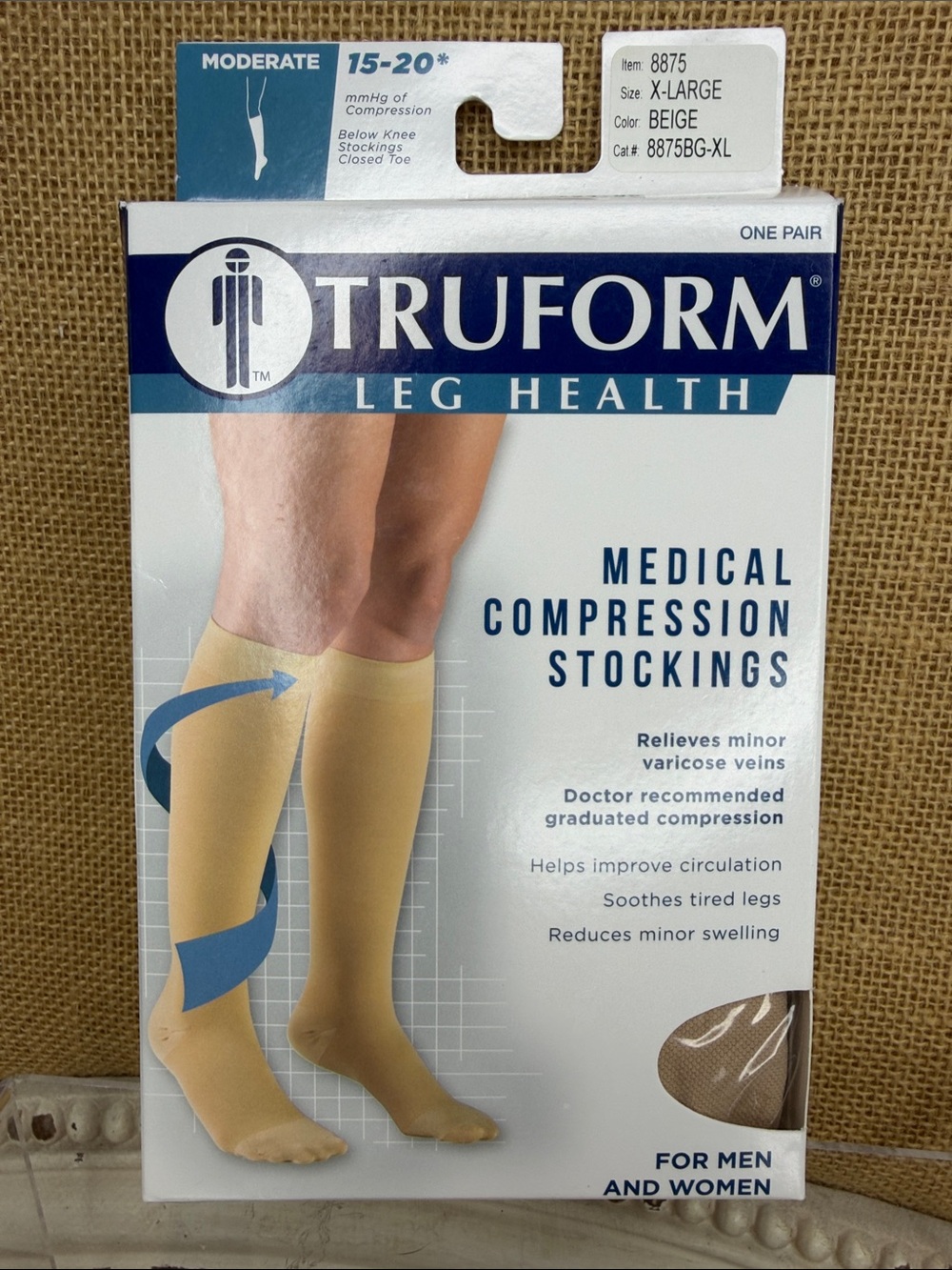 Truform Men’s Medical Compression Stockings - Beige, X-Large